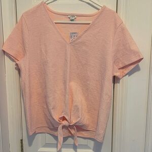Ladies J Crew peach top with tie bow